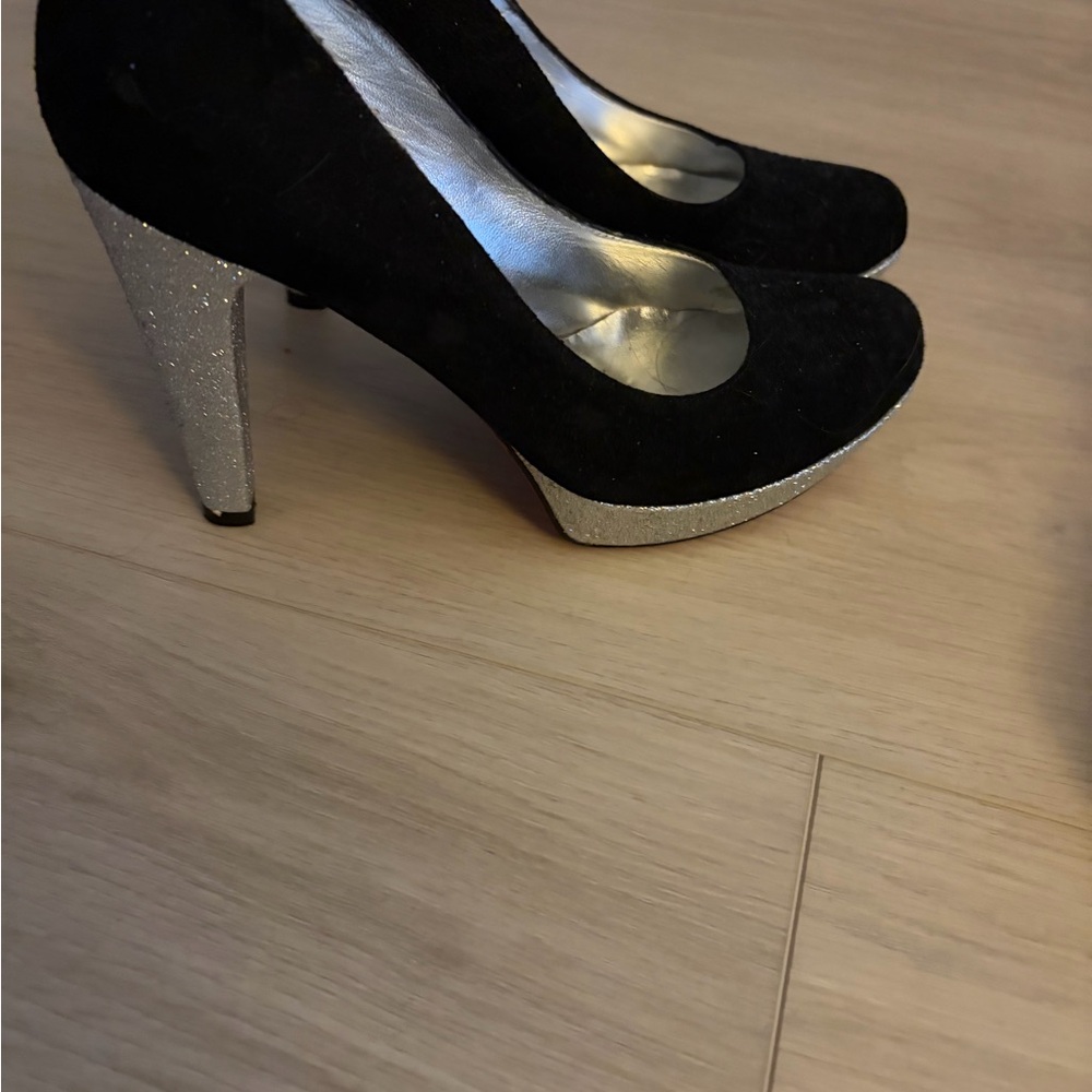 Chic Black and Silver Women's Heels